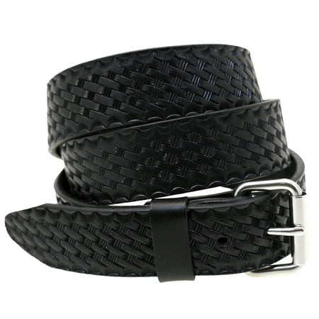 Orion Leather - 1 1/2 Black Bridle Leather Belt Basket Weave Embossed ...