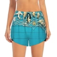 thumbnail image 2 of Gukieu Seashells And Fishing Net On Blue Wooden Table Print Women's Sports Shorts with Drawstring Elastic Waistband for Running, Yoga, Fitness-Large, 2 of 7