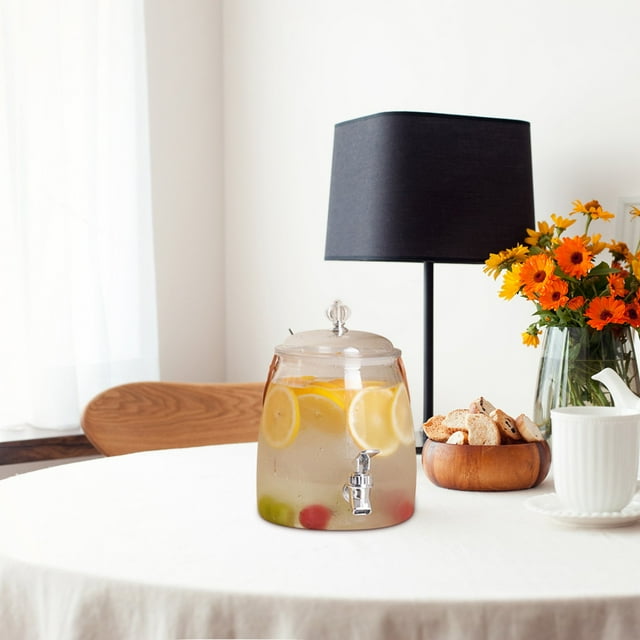 npkgvia Pichet en Verre avec Couvercle et Poignée Pichet de Service Festif avec Bouilloire à Main pour Vacances Eau Froide Chaude Jus Limonade, Clair, Liquidation