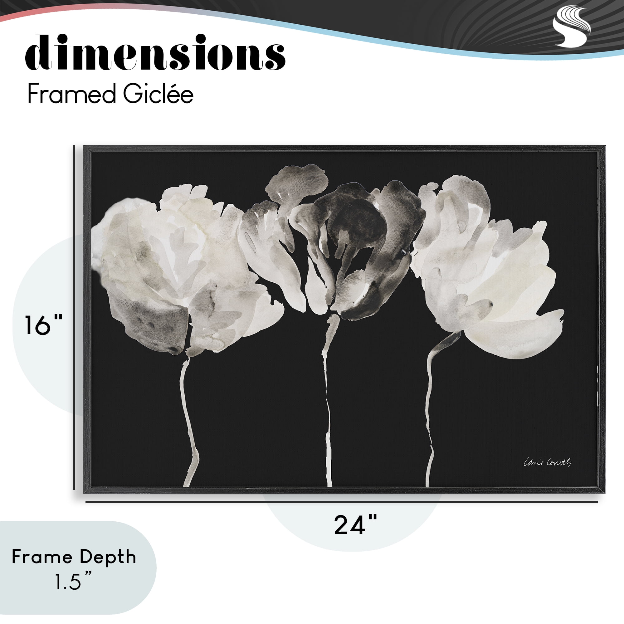 Stupell Industries Trio In Light On Black Black Framed Giclee Art, design by Lanie Loreth