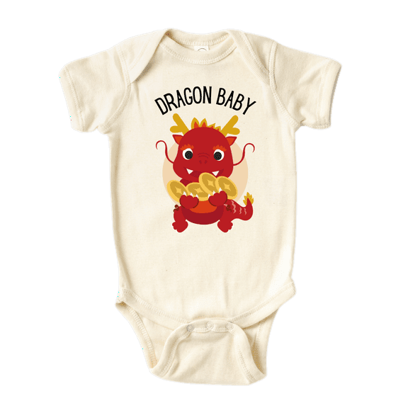 Dragon Baby Lunar New Year Cute Baby Bodysuit Shirt Premium Custom Clothes Unisex Baby Gift for Mom Newborn 0-3m Natural