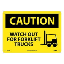National Marker Caution Signs; Watch Out For Fork Lift Trucks Graphic 10X14 .040 Aluminum C637AB