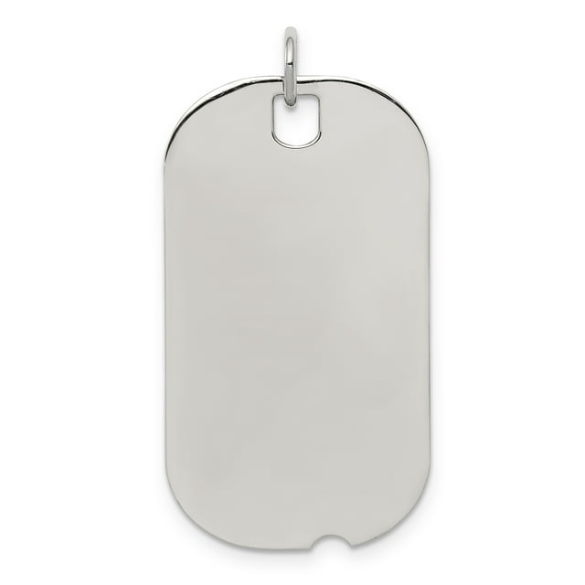 SS Rh-plt Engraveable Dog Tag Polished Front/Satin Back Disc Charm QM443/35 (38mm x 19mm)
