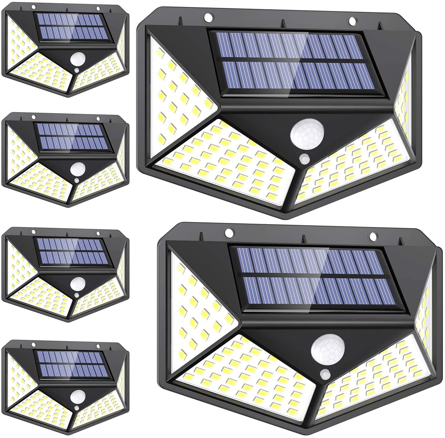 68/100LED Solar Power Wall Light PIR Sensor Security Outdoor Garden Yard Lamp 