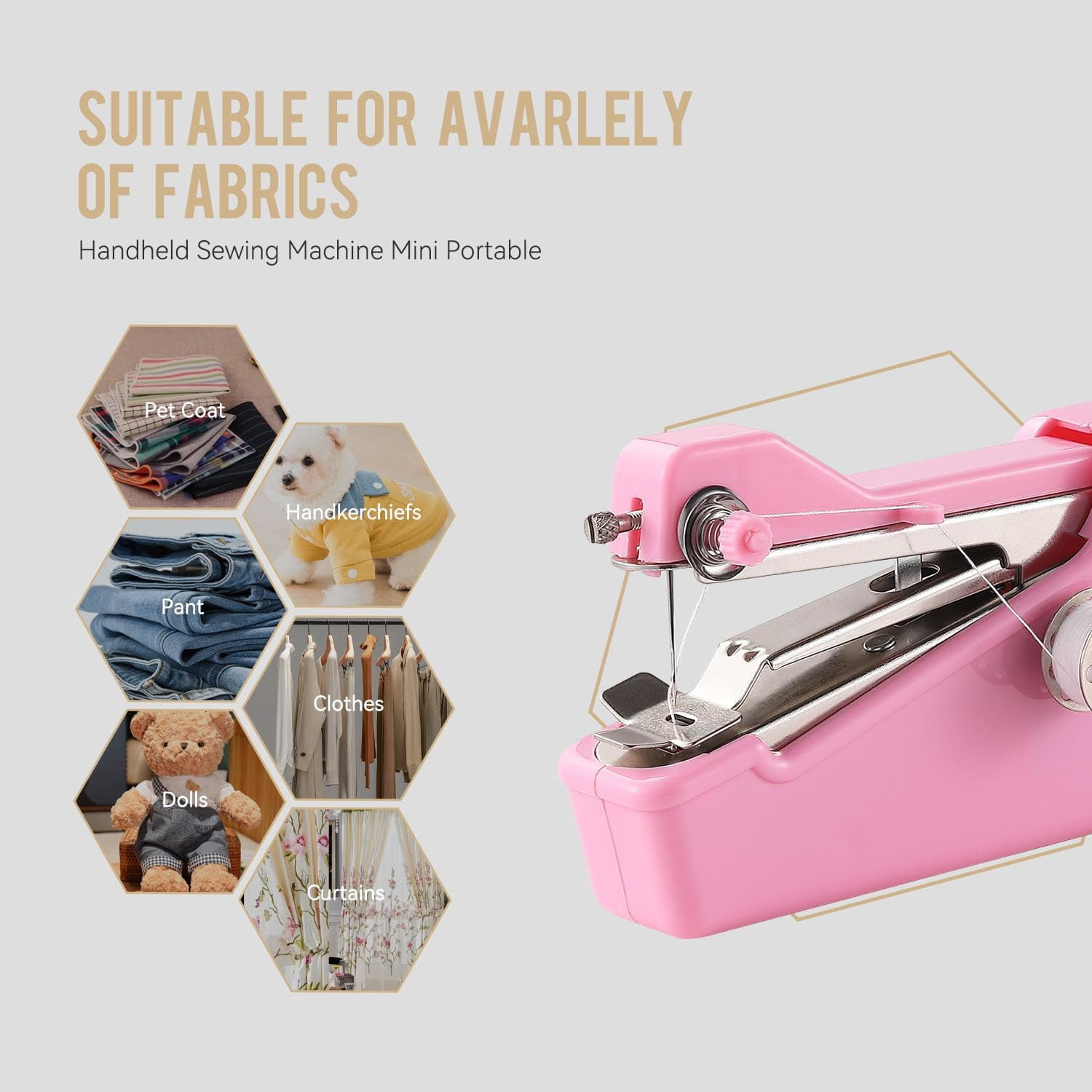 Handheld Sewing Machine for Beginners, Portable Electric Hand Held Sewing Machines Kit for Adults Kids Girls 8-12 Mini Samll Included Mannual and Accessories, Sewing Hem and Quick Stitching
