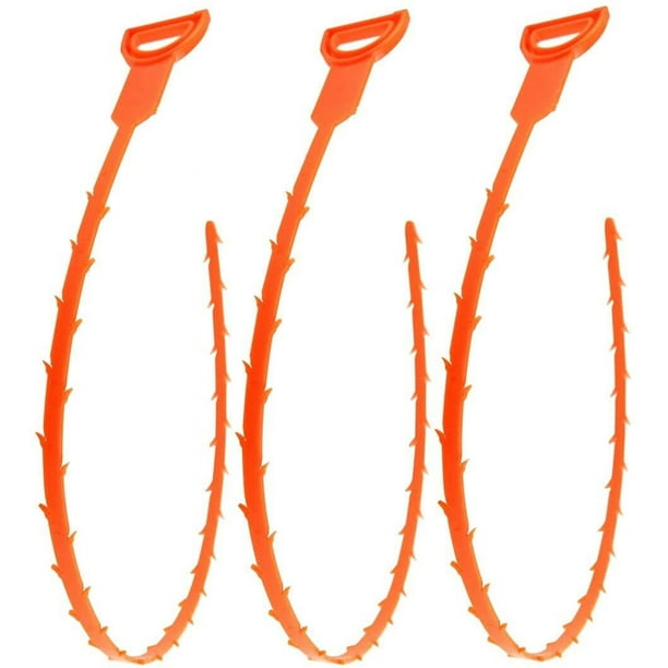 Forlivese 3 Pack 20 Inch Hair snake Tool Drain Opener Hair Clog Remover