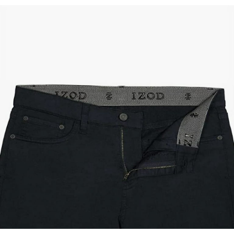 IZOD Jeans Men's Comfort Stretch, Size 34 x 30 Regular Fit, Black,  Supersoft Knit Denim Pants with UltraFlex Waistband 