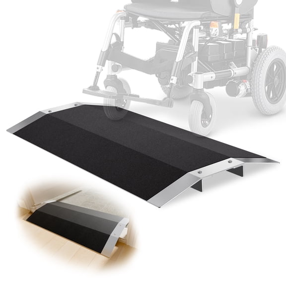 VNN Wheelchair Ramp, 35.4"Wx1.6"H Bridge Door Threshold Ramps, Black Aluminum Ramp