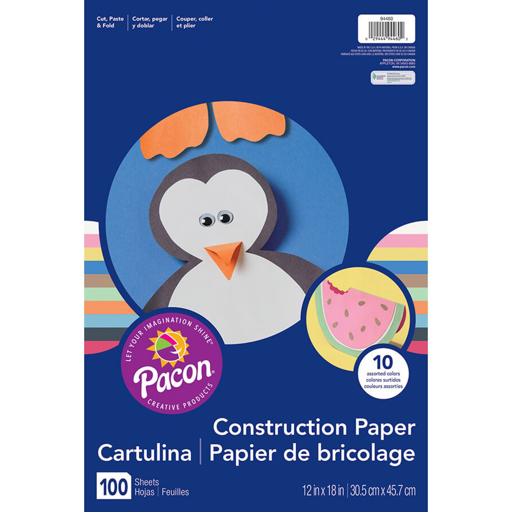 CONSTRUCTION PAPER SHEET PACKS 12X18 COLORS 6535