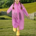 thumbnail image 3 of Cethrio Kids Girls' Rain Jackets, Mid-length Loose Hooded Waterproof Kids Raincoat Pink Size 3-14 T, 3 of 6