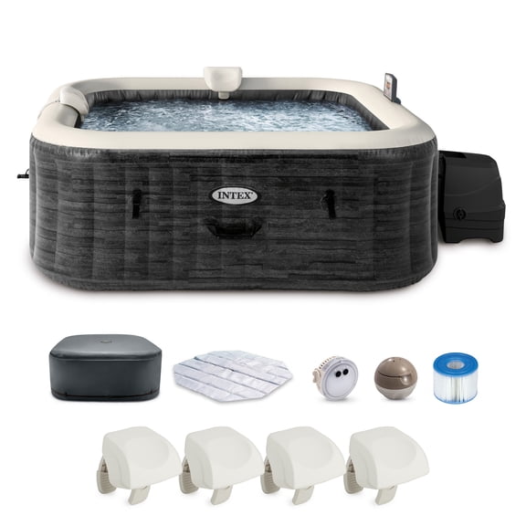 Intex PureSpa Plus Greystone Hot Tub, 94 x 28", with 4 Headrest Pillows