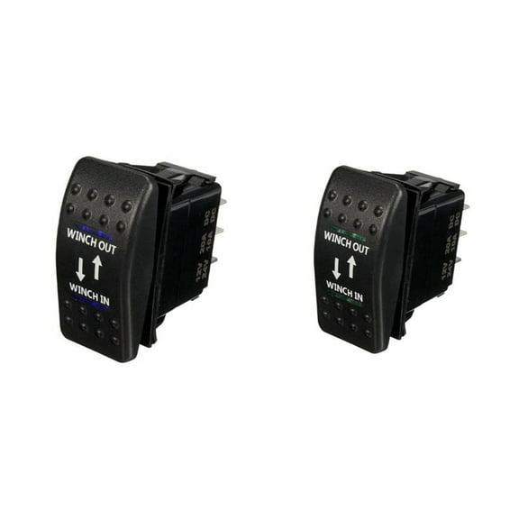 2 Pcs 12V 20A in Out ON-OFF-ON Rocker Switch 7 Pin LED, Blue & Green