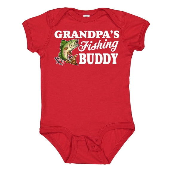 Inktastic Grandpa's Fishing Buddy with White Text Boys Baby Bodysuit