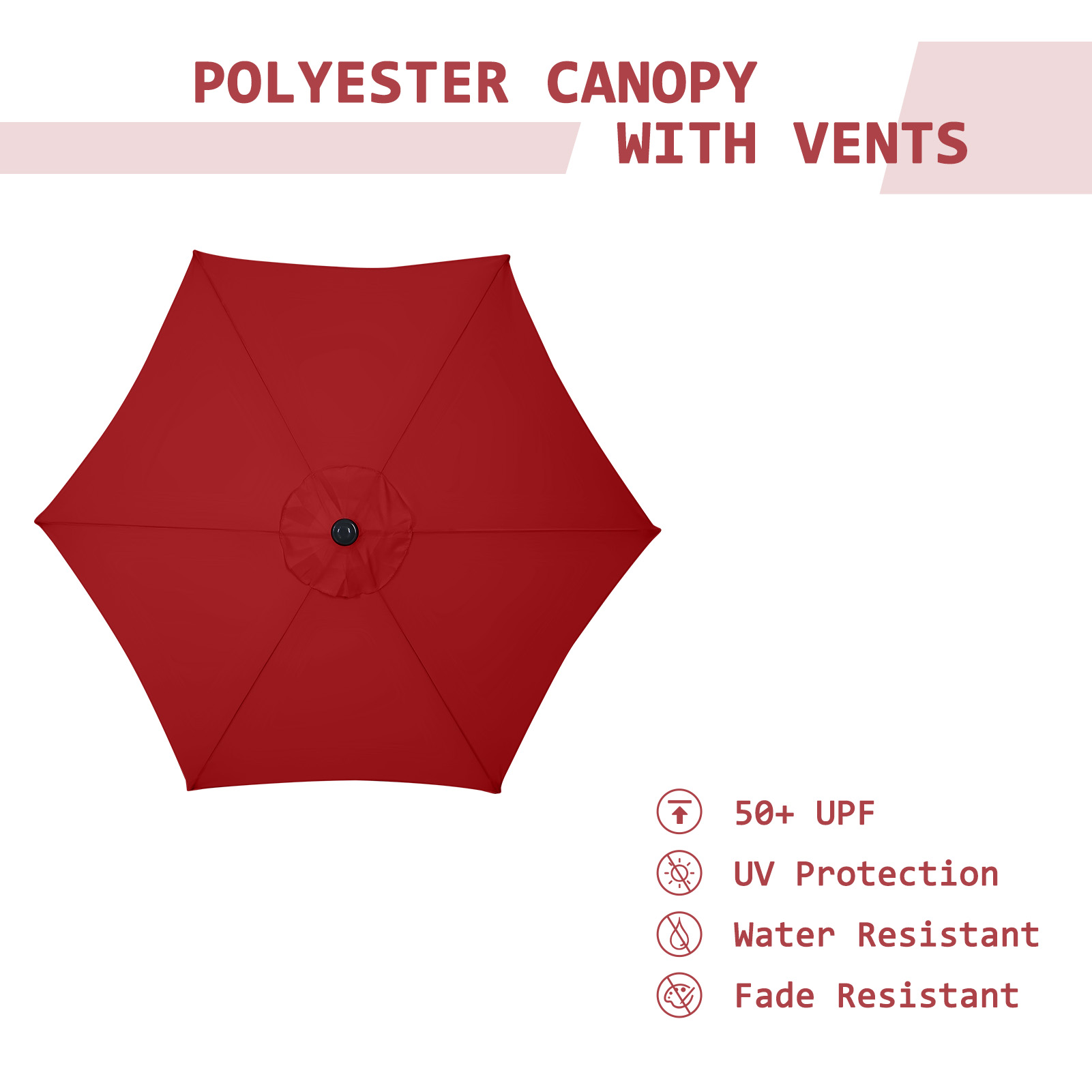 Autlaycil 7.5 Ft Market Patio Umbrella, Red photo 8