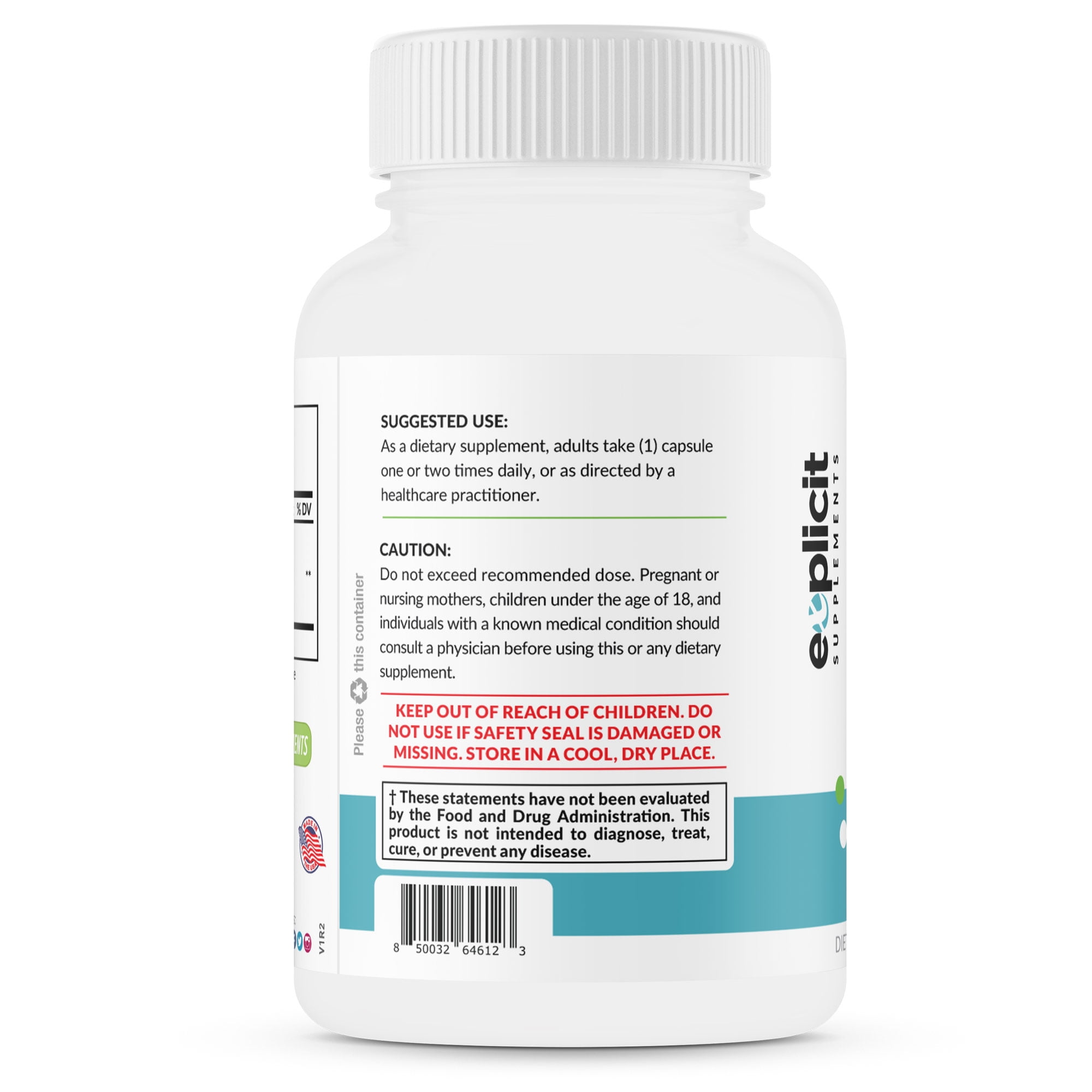 eXplicit Supplements S-Acetyl Glutathione (SAG) 300mg Per Dose, Acid-Resistant Caps, Made in the USA - 60 Capsules