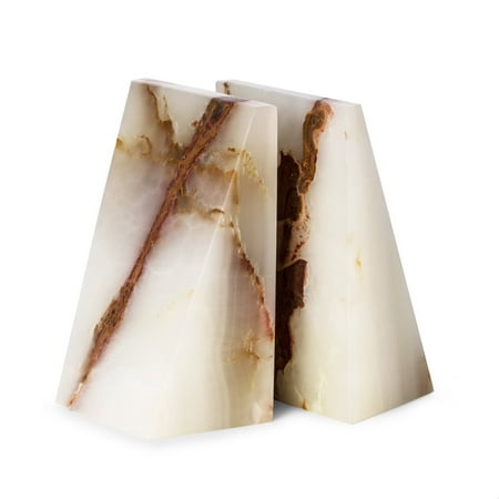Bey Berk Handcrafted Onyx Marble Bookends, Wedge Design, Set of 2, 6
