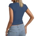 thumbnail image 5 of CONZONE Womens Knit T-Shirts Short Sleeve T Shirts for Women Casual Crew Neck Solid Color Slim Fit Tees Soft Cozy Tops, 5 of 5
