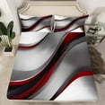 thumbnail image 2 of Feelyou Grey Red Stripes Queen Sheet Sets for Adult, Chic Abstract Ombre Flat Sheet, Modern Geometric Queen Fitted Sheet, Super Cozy Room Decor, 4-Piece, 2 of 7