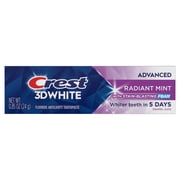 Crest Toothpaste, 3D White Advanced Teeth Whitening Toothpaste, Radiant Mint, .85 oz Travel Size