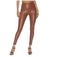 thumbnail image 3 of Women's Stretchy Faux Leather Leggings High Waisted Pleather Pants Sexy PU Butt Lifting Leather Tights Brown L, 3 of 5