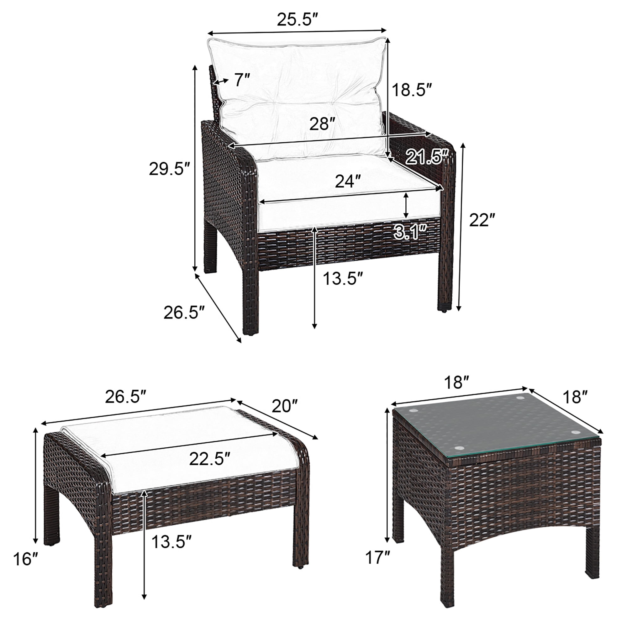 Gymax 5 PC Patio Set Sectional Rattan Wicker Furniture Set Home Outdoor
