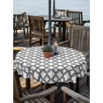 thumbnail image 2 of Outdoor Tablecloth with Umbrella Hole for Patio/Picnic/Party/Camping, Black White Morocco Waterproof Table Cloth Round Cover Washable, Modern Abstract Classic Geometric (Dia 54"), 2 of 8