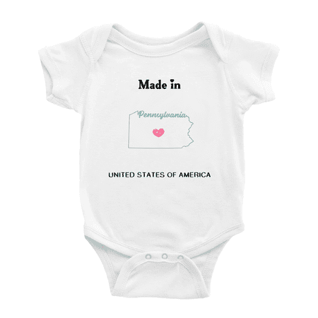 

Made In Pennsylvania United States of America Baby Clothing Bodysuit 0-3 Months
