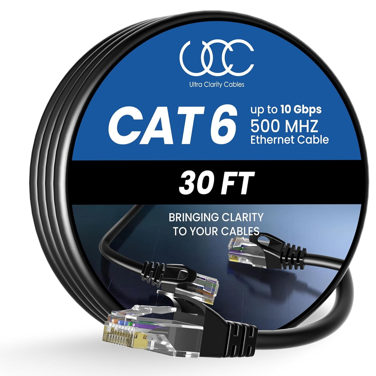 Ultra Clarity Cables Cat6 Ethernet Cable, 30 feet - RJ45, LAN, UTP CAT 6, Network, Patch,