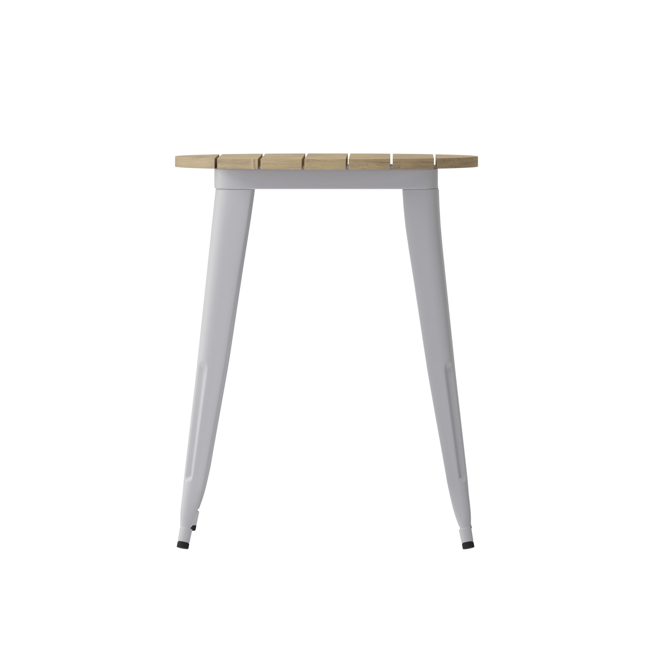 Flash Furniture Declan Commercial Grade Indoor/Outdoor Dining Table, 23.75" Round All Weather Brown Poly Resin Top with Silver Steel Base