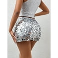 Women's Contrast Sequin High Waist Shining Party Bodycon Mini Skirt