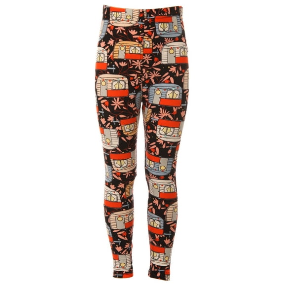 Kid's Trailer Home Camping Pattern Printed Leggings - L/XL