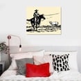 thumbnail image 5 of JEUXUS  Retro Western Cowboy Horse Rodeo Cattle Calf Roping Wall Decor Canvas Wall Art Painting Paints Picture for Western Home Teen Room Dorm,Gifts for Teen Girls Boys Cowgirls Cowboys 16x12in, 5 of 6