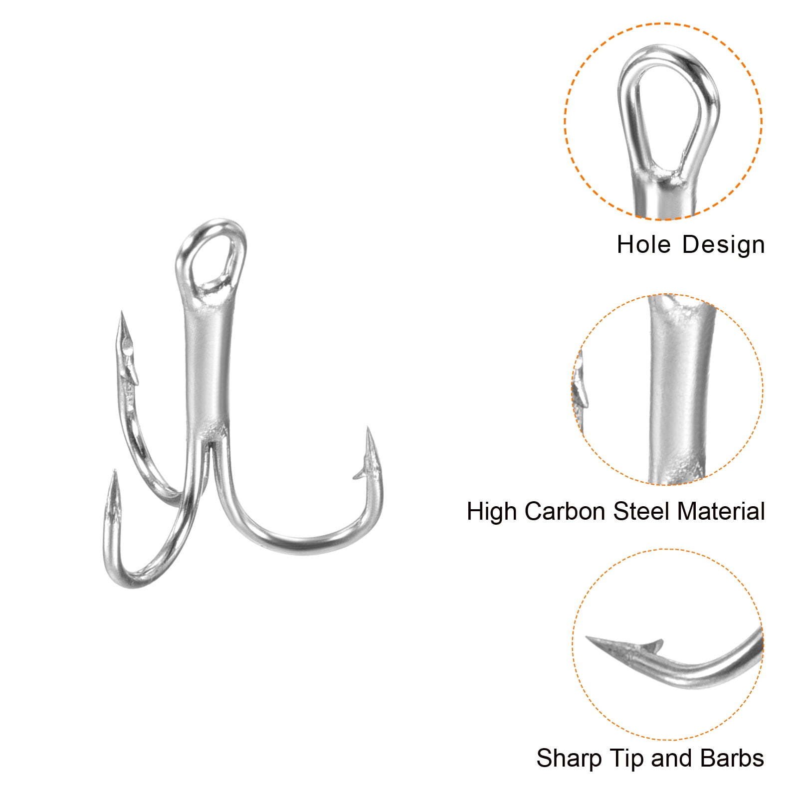 DONQL Fishing Hooks Treble Hook High Carbon Steel Treble Hooks Super Sharp  Solid Triple Barbed Fish