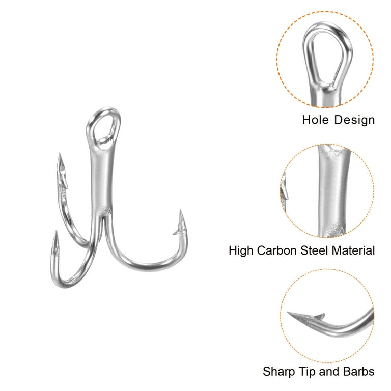 12# 0.51 Treble Fish Hooks Carbon Steel Sharp Bend Hook with Barbs, White  20 Pack