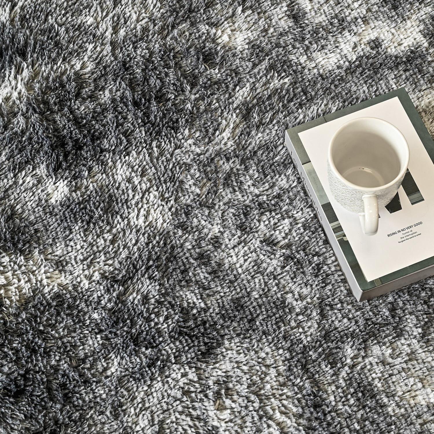 Pentantan 5ft x 8ft Shag Area Rug, Soft Fluffy Rugs for Living Room Bedroom, Modern Tie-dye Home Carpet, Dark Gray