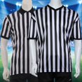 thumbnail image 3 of Court Uniform Striped Shape Short Sleeve V-neck Sweat Absorption Anti-Deformed Referee Wearing Polyester Fiber Sporting Goods Collared Referee Shirt for Sports style A size M, 3 of 13