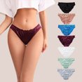 thumbnail image 2 of Patlollav Women Satin Panties Mid Waist Wavy Cotton Crotch Briefs, 2 of 6