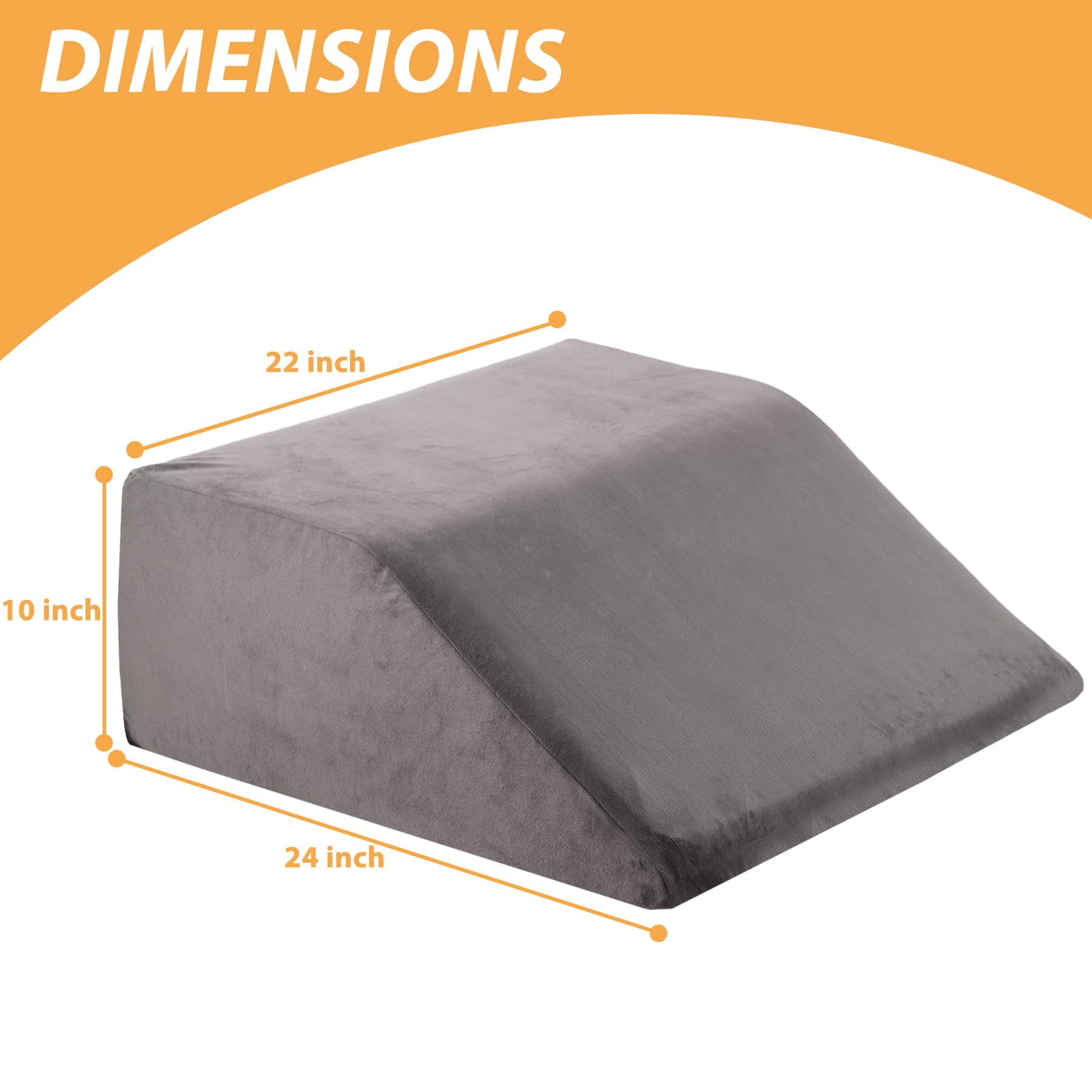 Leg Elevation Pillows  For Sleeping Gel Memory Foam Top Wedge Pillow Wedges After - Removable Cover (10 Inch Dark Grey)