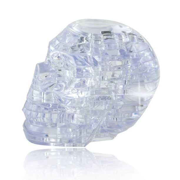 Rompecabezas de cristal 3D, cabeza de esqueleto, modelo claro, Gadget de bricolaje, bloques de construcción, juguete, regalo de cumpleaños