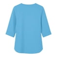 thumbnail image 4 of Mujeres 3/4 Manga de Verano Tops V Cuello Botonado Color Sólido Blusa, Camisetas Casuales de las Mujeres Suelto Ajuste Suave Respirable Primavera de Uso Diario, 4 of 8