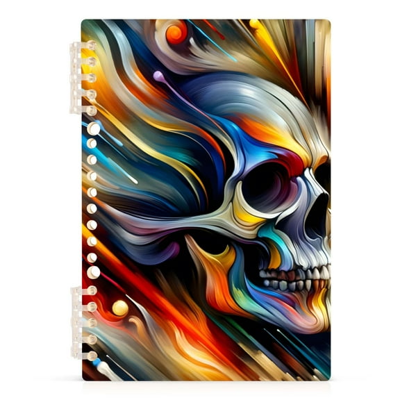 Spiral Notebooks Abstract Colorful Skull Head 60 Sheets 120 Pages A5 Journal Notepad 8.3x5.7 Inch Thick Adjustable College Ruled Paper