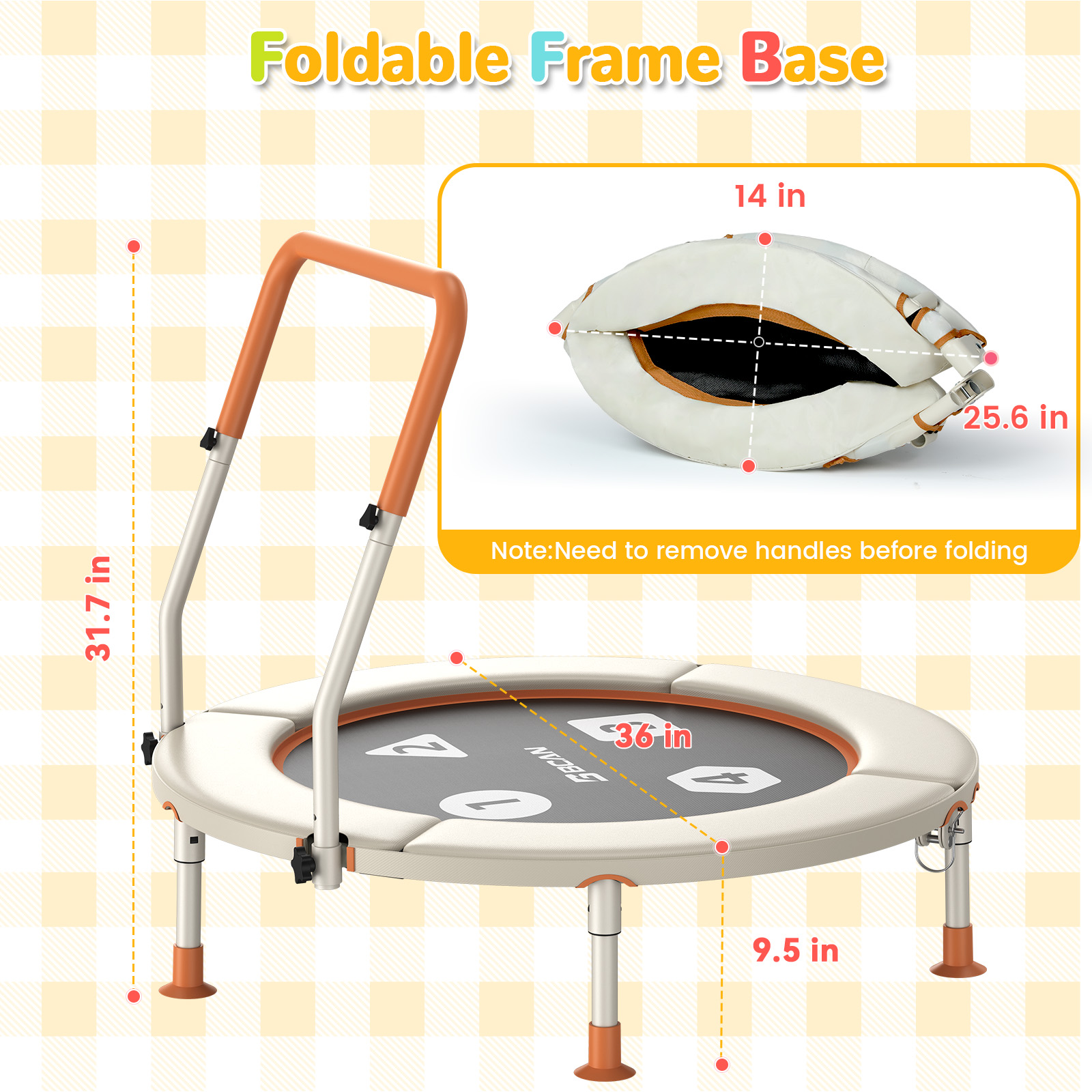 BCAN 36-Inch Mini Toddler Trampoline with Foam Handle photo 4