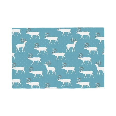 

Placemats Set of 6 reindeer winter christmas blue Place mats for Dining Table Indoor/Outdoor Cute Heat Resistant Washable Table Mats(18 x 12 )
