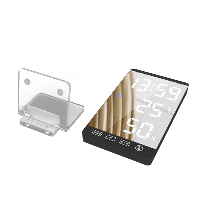 Naiovety Reloj despertador con espejo LED de 6 pulgadas, botón táctil, reloj Digital de pared, relojes de escritorio, reloj despertador USB con Electrodomésticos Schwarz und weiß Naiovety HA007068-02B