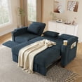 thumbnail image 4 of Muumblus 3-in-1 Convertible Sectional Sleeper Sofa with Recliner, Side Table & USB, 3-Seater Pull Out Couch Bed for Living Room, Blue Chenille, 4 of 9
