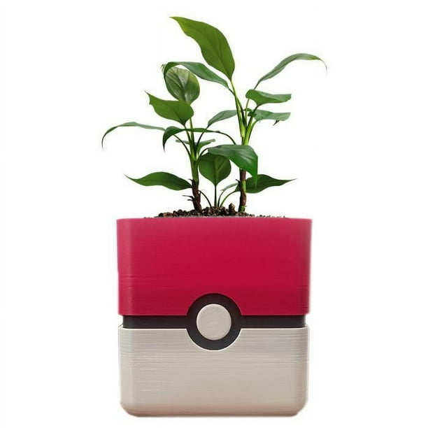 Maceta Pokémon 3D Plantas PokeFlowy 1 Pza 14x14x14cm Rojo Negro Blanco No incluye Planta.