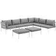 thumbnail image 2 of Modway Harmony Ensemble de Canapé Sectionnel d'Extérieur en Aluminium de 8 Pcs pour Patio, Blanc/gris, 2 of 9