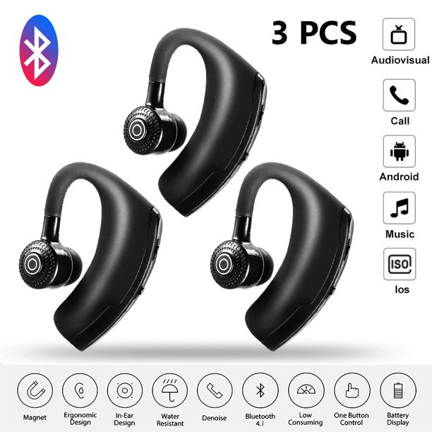 Bluetooth Earpiece for Cell Phone Wireless Headset Noise Cancelling Mic 24Hrs Talking 1440Hrs