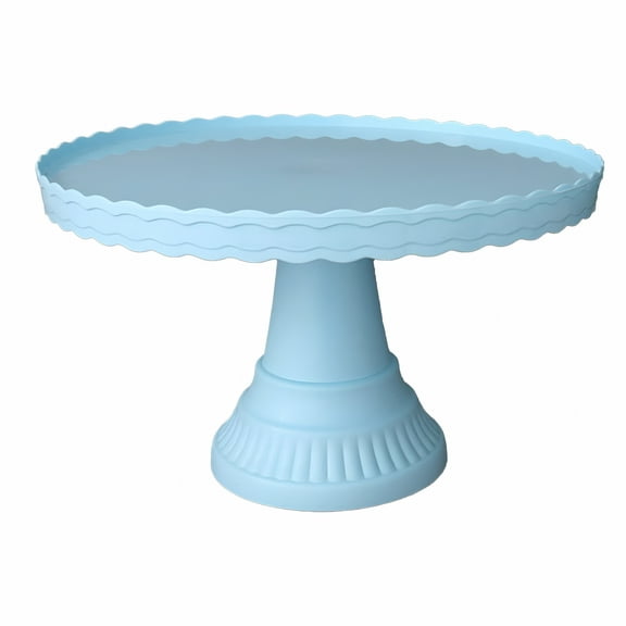 ACDANC Cake Stand Stable Non-slip Plastic Wave Design Dessert Display Plate for Wedding-Blue