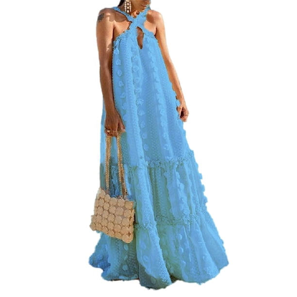 Txlixc Vestido de mujer con tirantes largos y flores 3D sin mangas Txlixc moda